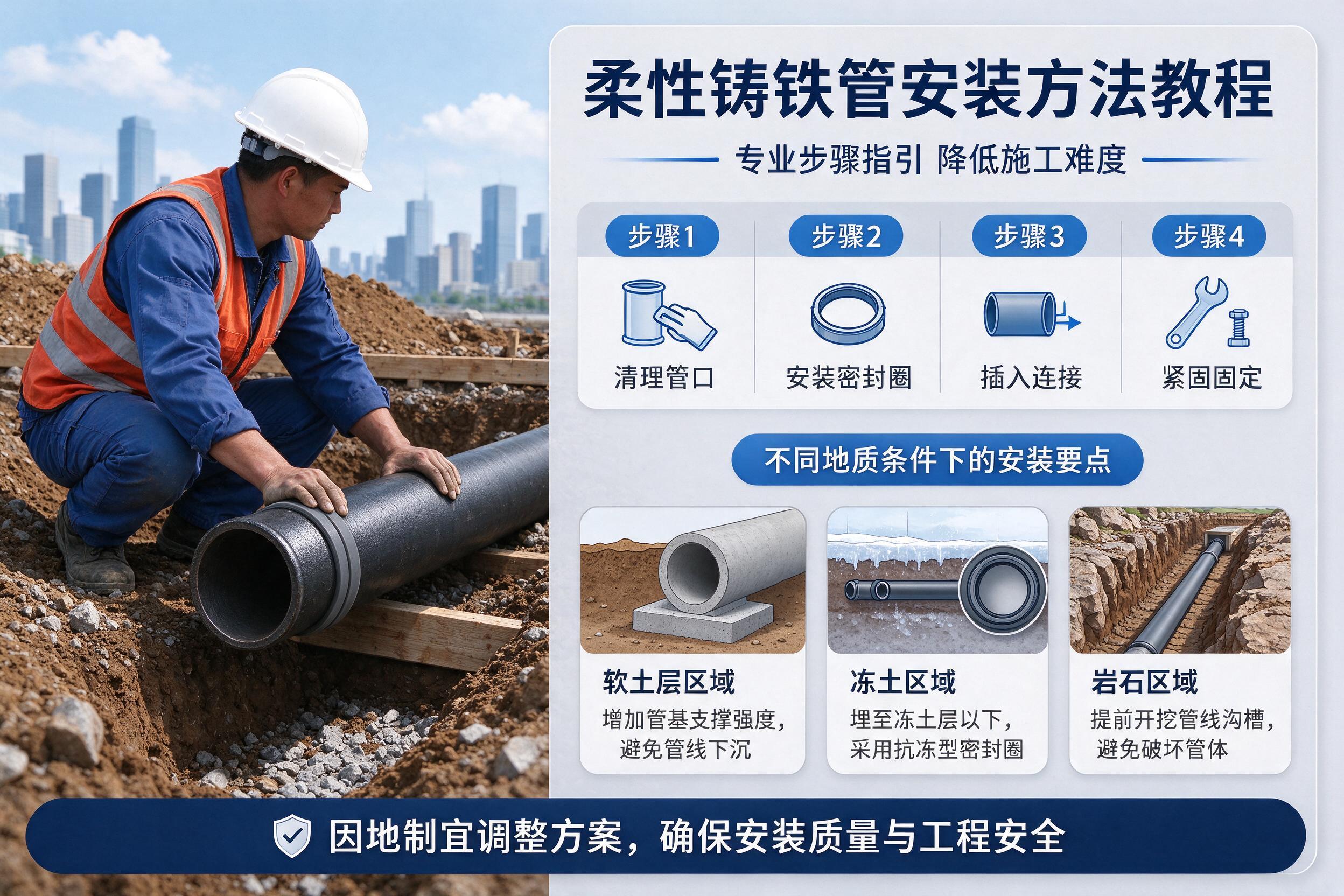 柔性铸铁管安装方法教程 专业步骤指引降低施工难度