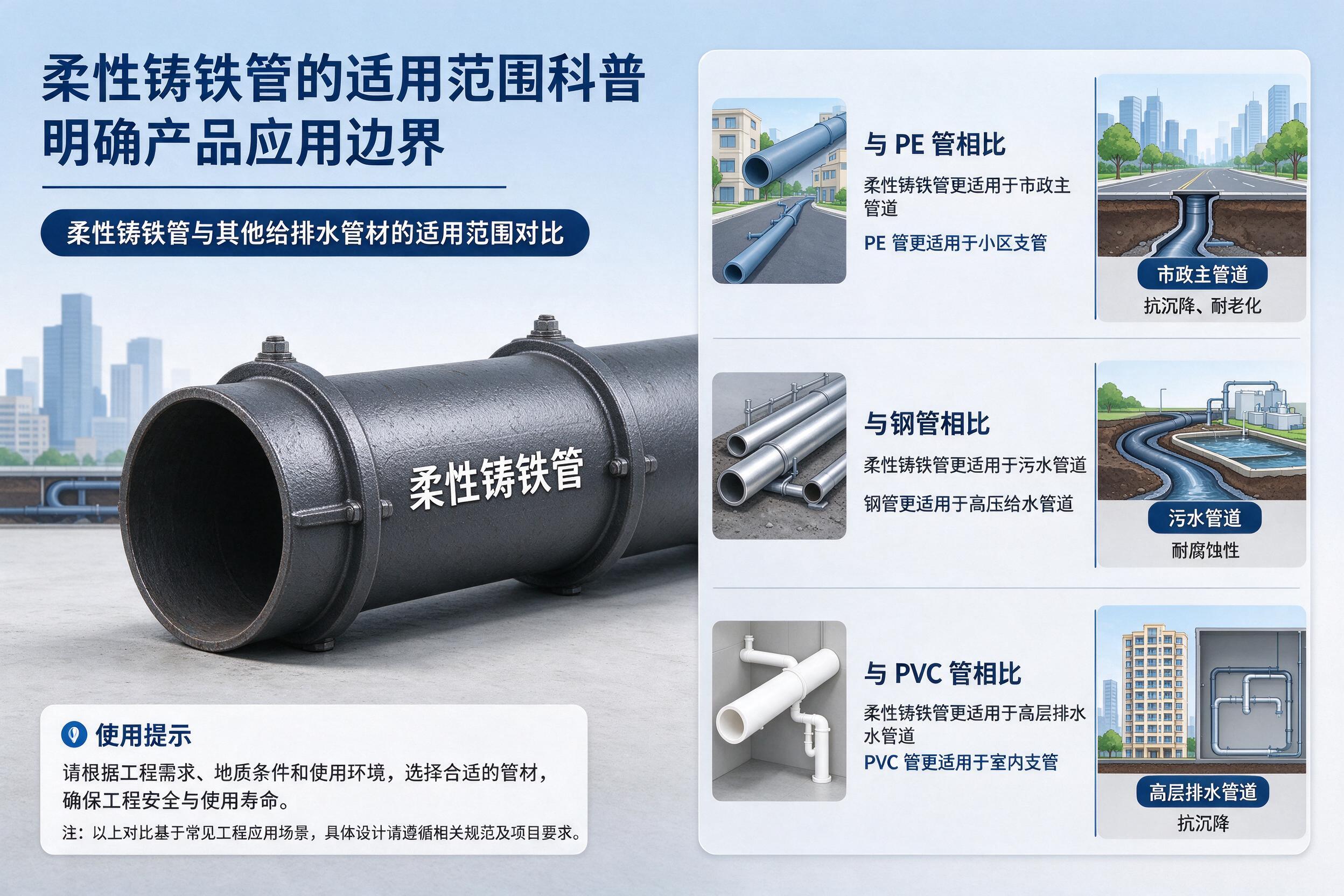 柔性铸铁管的适用范围科普 明确产品应用边界